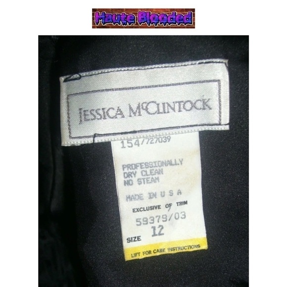 Jessica McClintock Vintage 80s Black Wedding Dress Oxblood Lace Silk Velvet Goth - Picture 11 of 13